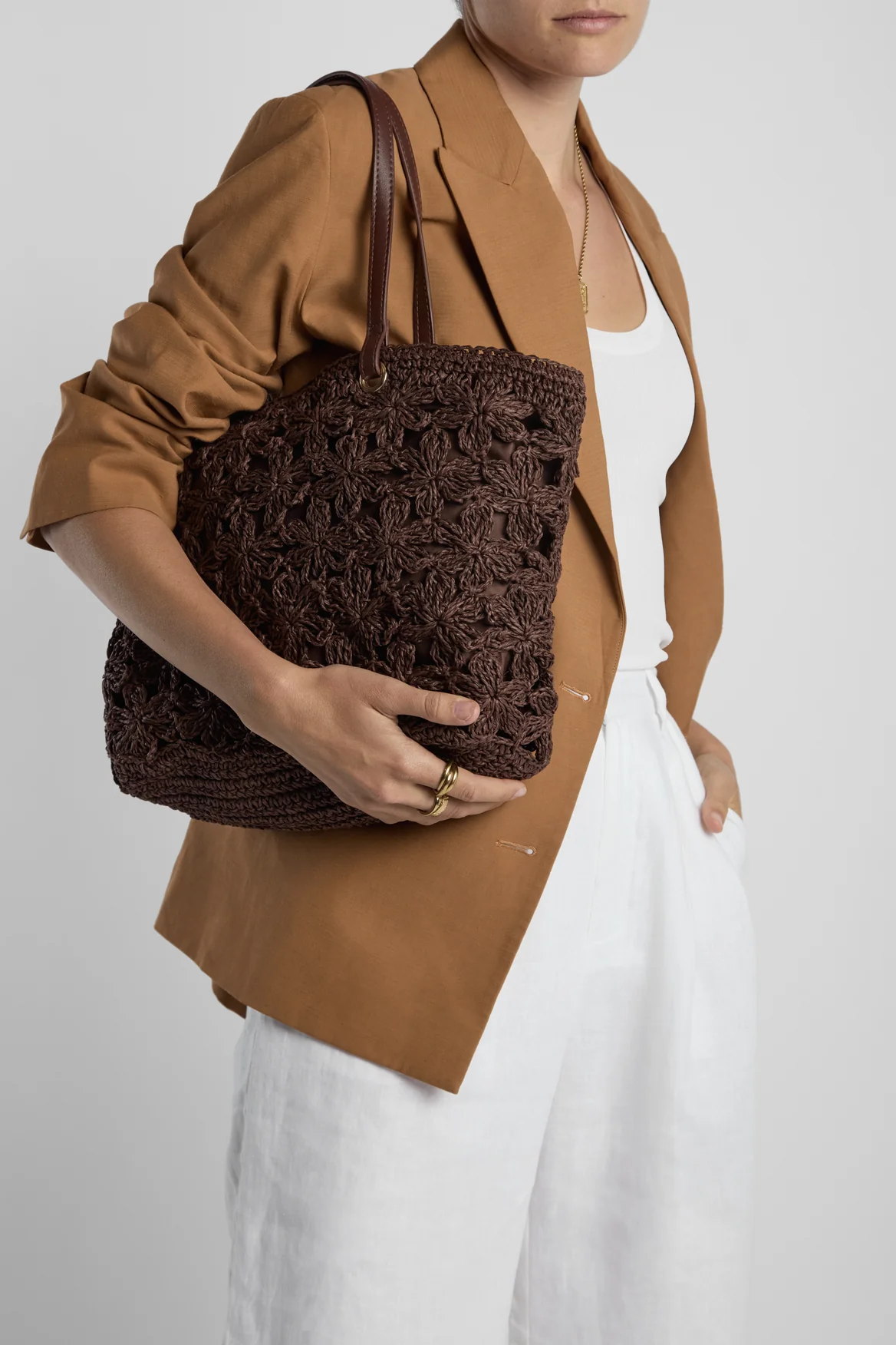 Flower Straw Large Tote