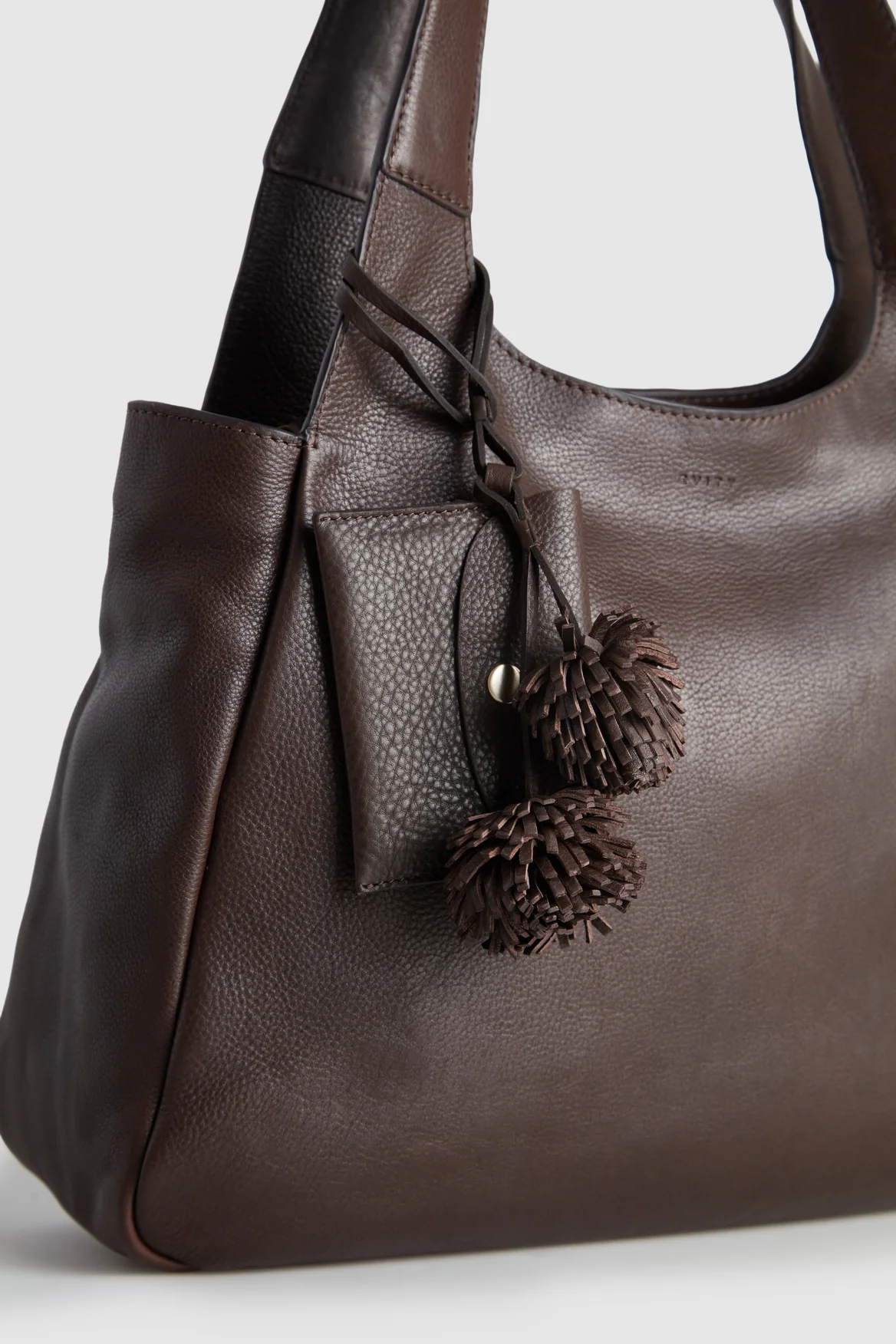 Leather Pom Pom Coin Purse Charm