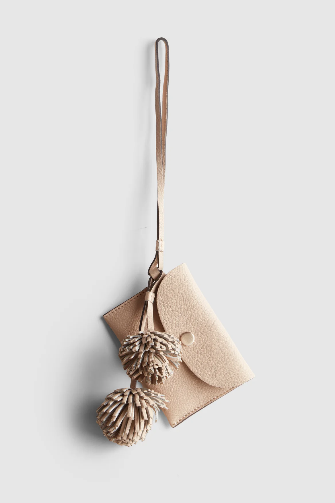 Leather Pom Pom Coin Purse Charm