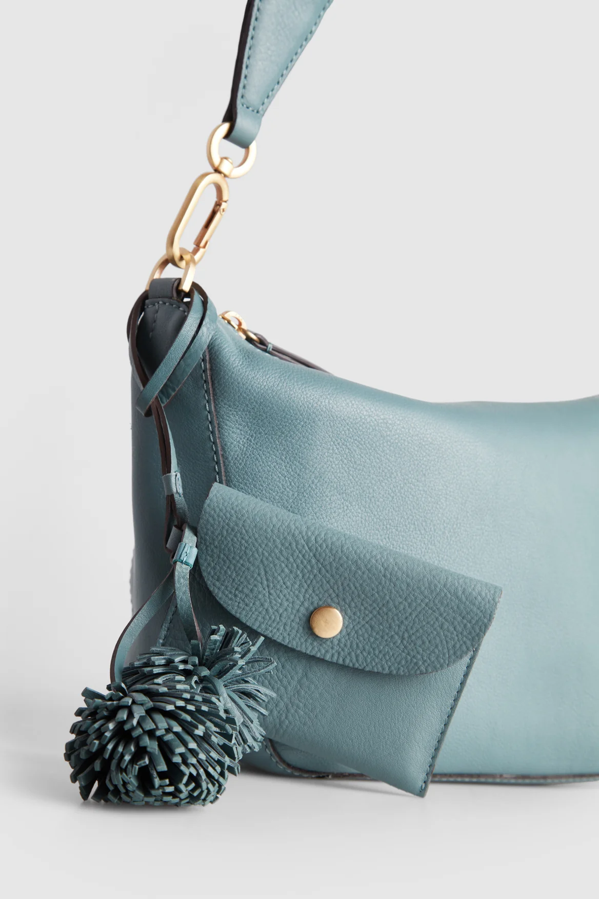 Leather Pom Pom Coin Purse Charm